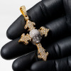 5ctw Two Tone Skull Cross Pendant Necklace