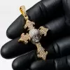 5ctw Two Tone Skull Cross Pendant Necklace