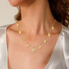 Bezel-Set Sweet Heart Pendant Link Necklace