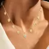 Bezel-Set Sweet Heart Pendant Link Necklace