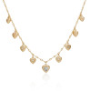 Bezel-Set Sweet Heart Pendant Link Necklace