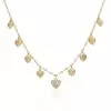 Bezel-Set Sweet Heart Pendant Link Necklace