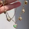 Bezel-Set Sweet Heart Pendant Link Necklace