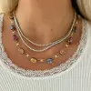 47ctw Oval Cut Multicolor Sapphire Link Necklace