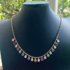 35ctw Pear Cut Multicolor Sapphire Station Statement Necklace