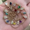 35ctw Pear Cut Multicolor Sapphire Station Statement Necklace