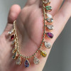 35ctw Pear Cut Multicolor Sapphire Station Statement Necklace