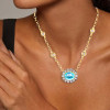 2.5ct Oval Cut Aquamarine Halo Pendant Necklace