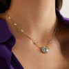 2.5ct Oval Cut Aquamarine Halo Pendant Necklace