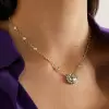 2.5ct Oval Cut Aquamarine Halo Pendant Necklace