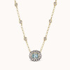 2.5ct Oval Cut Aquamarine Halo Pendant Necklace