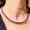 60ctw Gradient Size Heart Cut Amethyst Statement Necklace