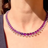 60ctw Gradient Size Heart Cut Amethyst Statement Necklace