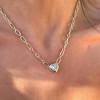 5.6ct Heart Cut Hidden Halo Pendant Paperclip Chain Necklace