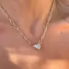 5.6ct Heart Cut Hidden Halo Pendant Paperclip Chain Necklace