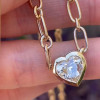 5.6ct Heart Cut Hidden Halo Pendant Paperclip Chain Necklace