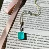 10ct Emerald Cut Emerald Pendant Necklace