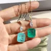 10ct Emerald Cut Emerald Pendant Necklace