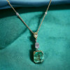 10ct Emerald Cut Emerald Pendant Necklace