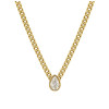 Simple Cuban Link Chain Bezel Set Pendant Necklace