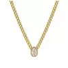 Simple Cuban Link Chain Bezel Set Pendant Necklace