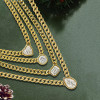Simple Cuban Link Chain Bezel Set Pendant Necklace