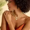 Simple Cuban Link Chain Bezel Set Pendant Necklace