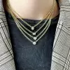 Simple Cuban Link Chain Bezel Set Pendant Necklace