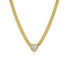 Simple Cuban Link Chain Bezel Set Pendant Necklace