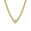 Simple Cuban Link Chain Bezel Set Pendant Necklace