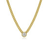 Simple Cuban Link Chain Bezel Set Pendant Necklace