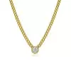 Simple Cuban Link Chain Bezel Set Pendant Necklace