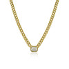 Simple Cuban Link Chain Bezel Set Pendant Necklace