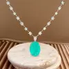 16ct Large Oval Cut Paraiba Multi-cut Chain Statement Necklace