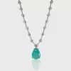 14ct Pear Cut Paraiba/Emerald Bubble Chain Statement Necklace