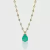 14ct Pear Cut Paraiba/Emerald Bubble Chain Statement Necklace