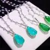 14ct Pear Cut Paraiba/Emerald Bubble Chain Statement Necklace