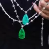 14ct Pear Cut Paraiba/Emerald Bubble Chain Statement Necklace