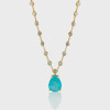 14ct Pear Cut Paraiba/Emerald Bubble Chain Statement Necklace
