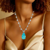 14ct Pear Cut Paraiba/Emerald Bubble Chain Statement Necklace