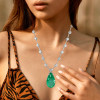 14ct Pear Cut Paraiba/Emerald Bubble Chain Statement Necklace