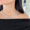 48ctw White/Gradient Blue Sapphire Bolo Statement Necklace
