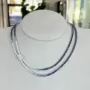 48ctw White/Gradient Blue Sapphire Bolo Statement Necklace