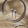 48ctw White/Gradient Blue Sapphire Bolo Statement Necklace