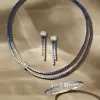 48ctw White/Gradient Blue Sapphire Bolo Statement Necklace