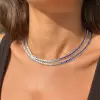 48ctw White/Gradient Blue Sapphire Bolo Statement Necklace