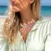 48ctw White/Gradient Blue Sapphire Bolo Statement Necklace