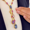 30ctw Oval Cut Multicolor Gold Tone Statement Necklace