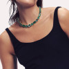 55ctw Multi-cut Emerald Gold Tone Statement Necklace