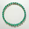 55ctw Multi-cut Emerald Gold Tone Statement Necklace